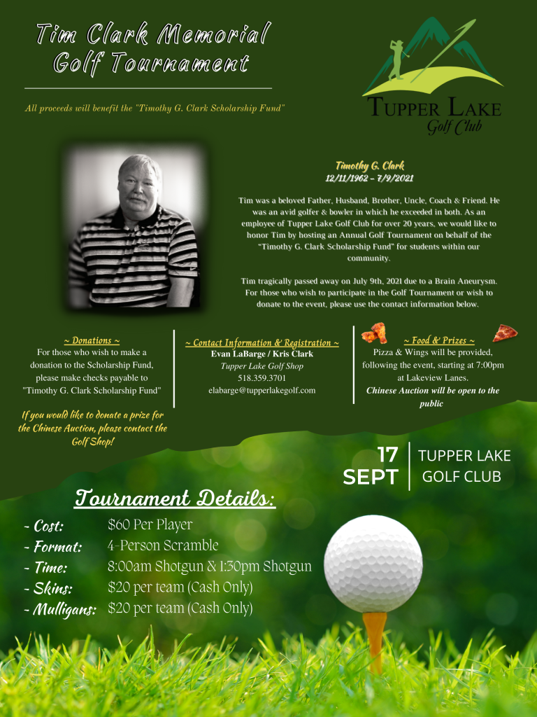 Tim Clark Memorial Golf Tournament Tupper Lake Golf Course