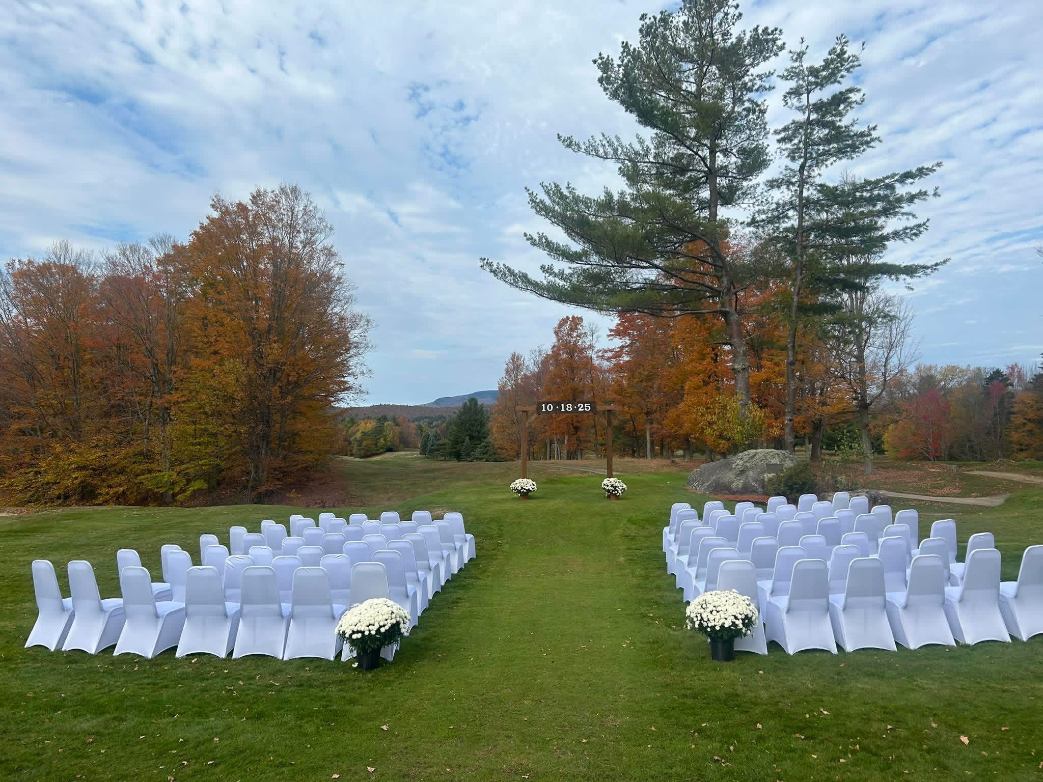 Wedding setup at Tupper Lake Golf Club